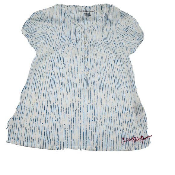 Calvin Klein Jeans Other - Calvin Klein Jeans Girls Short Puff Sleeve Ruffle Tunic Blouse Size 12